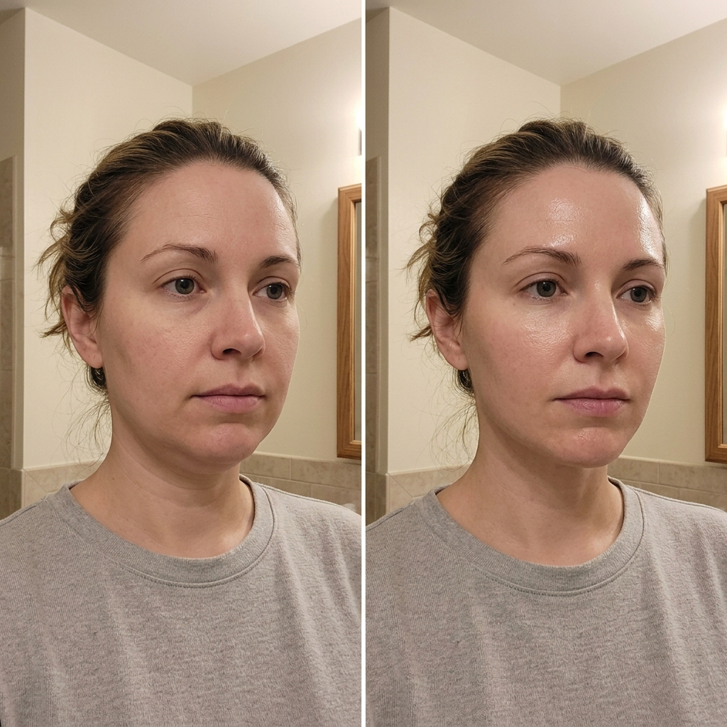 Before and 30 minutes after, under-chin view