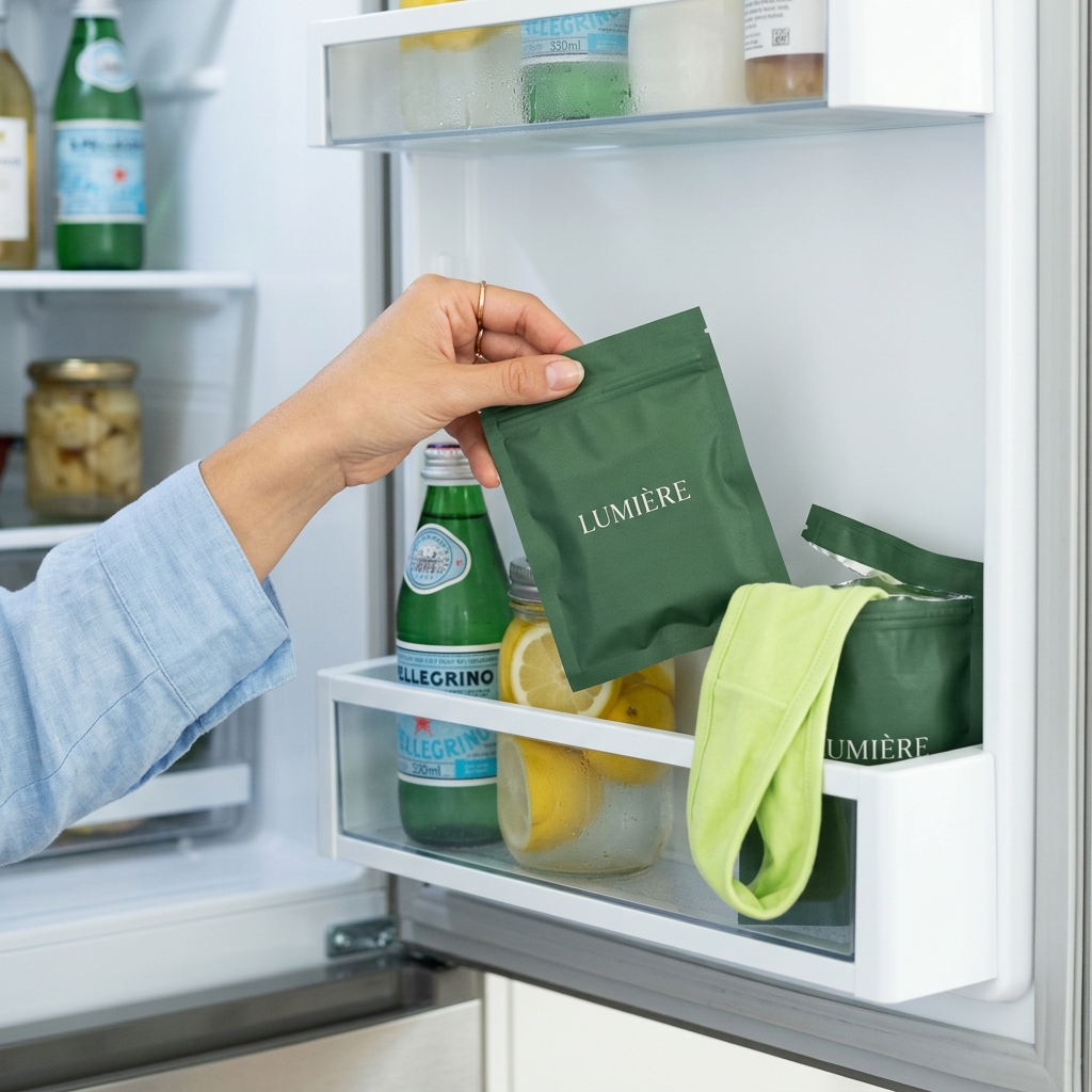 Taking a Lumiere pouch out of the fridge